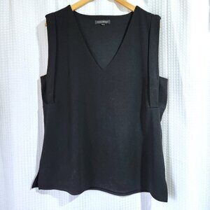 Banana Republic Blouse Womens V Neck Sleeveless Black Shirt Side Slits